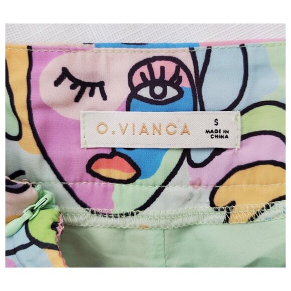 Lightweight Abstract Pleated High-waist Wide Leg Palazzo Pants O.VIANCA Size S - Picture 9 of 12